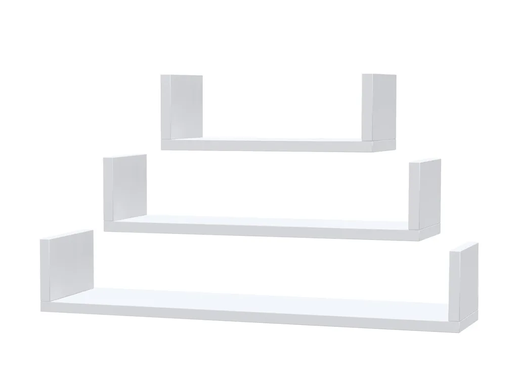 STIV Meubles Set de 3 Etagères Murales 40/60/80 cm Blanc Mat Bois 18mm