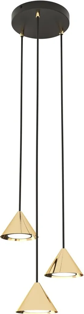 Suspension 3 lampes dorées ELIT réglable en hauteur pour salon noir