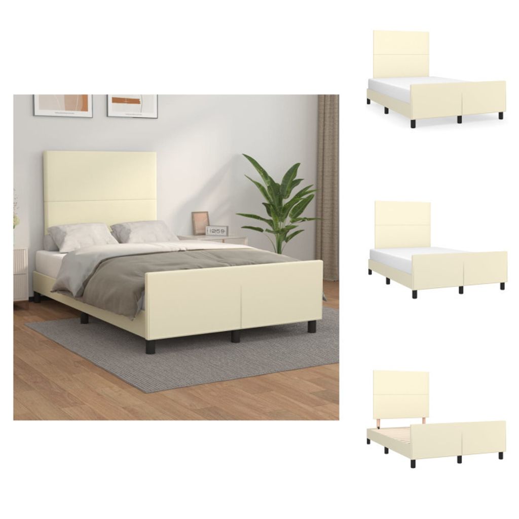 vidaXL Bettgestell mit Kopfteil Creme 120x200 cm Kunstleder - Betten & Bettgestelle