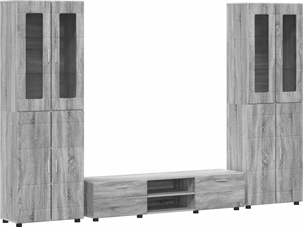 TV-Schrankset mit Tür FLORIN 3 pcs Graues Sonoma Holzwerkstoff