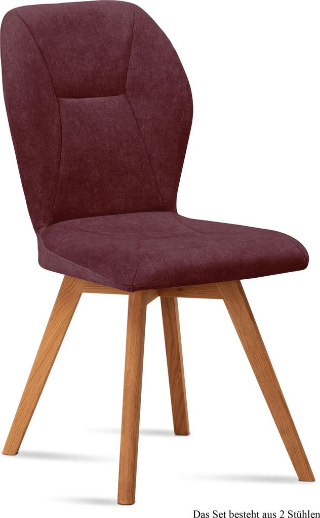 Esszimmerstuhl (2er-Set) Donia 51x92x60 Eiche geölt/Marsala
