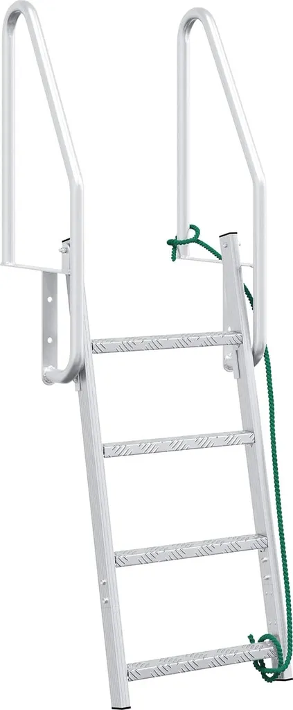Escabeau double 4 marches en aluminium 166 cm - Échelle double argentée