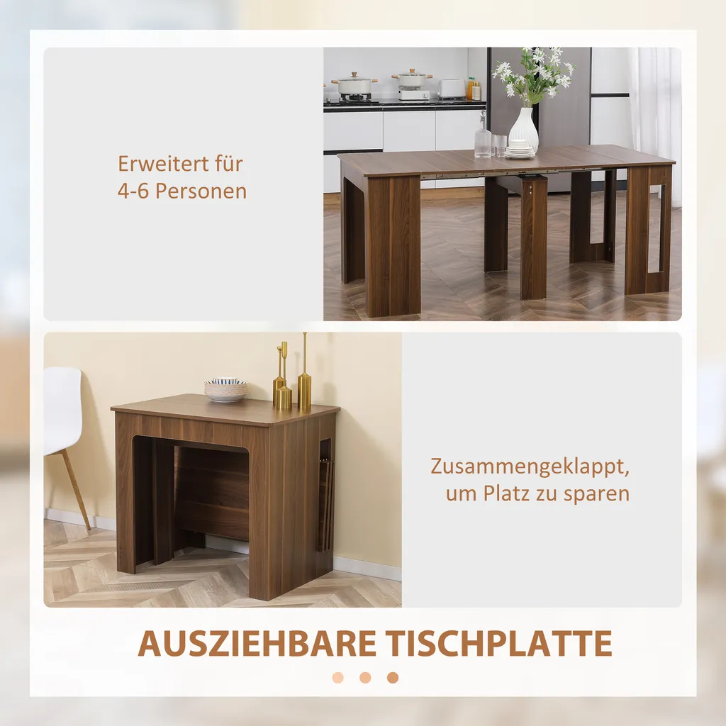 Table pliable de cuisine extensible gain de place design moderne marron - 4