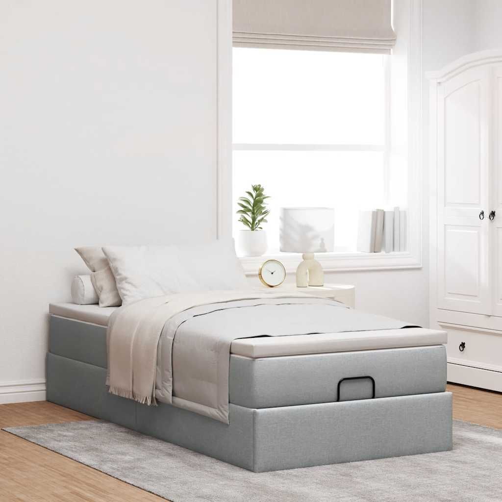 Eleganter Möbel Ottoman-Bett mit Matratze Hellgrau 80x200cm Stoff - CJG900991 - Klassische BettenJugendbett Tagesbett