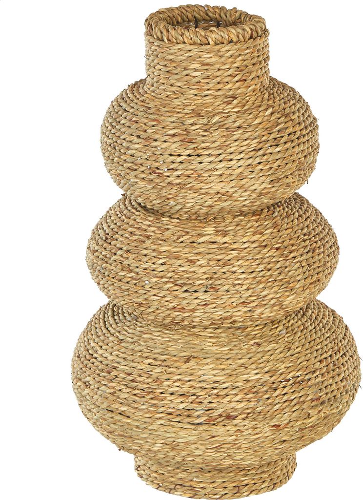 BELIANI Dekovase Naturfarben Seegras-Schnüre 41 cm Hoch Gewölbt Organische Form Boho-Stil Wohnzimmer Esszimmer Schlafzimmer Accessoires Dekoartikel