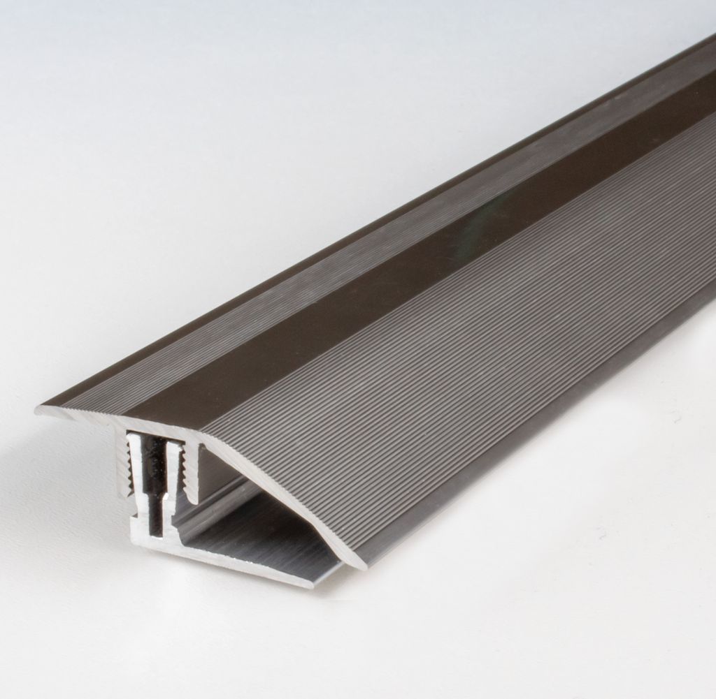 PROVISTON | Übergangs- & Ausgleichsprofil | Aluminium | 41 x 11 - 15 x 2700 mm | Edelstahloptik | Bodenprofil | Metallprofil | Übergangsschiene