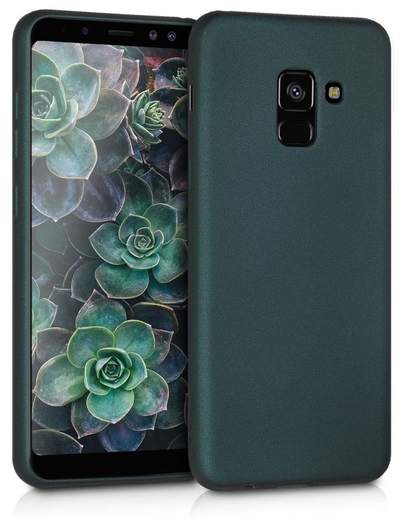kwmobile Handyhülle für Samsung Galaxy A8 (2018) Hülle - Silikon Case metallisch schimmernd - Schutzhülle Cover - Metallic Petrol