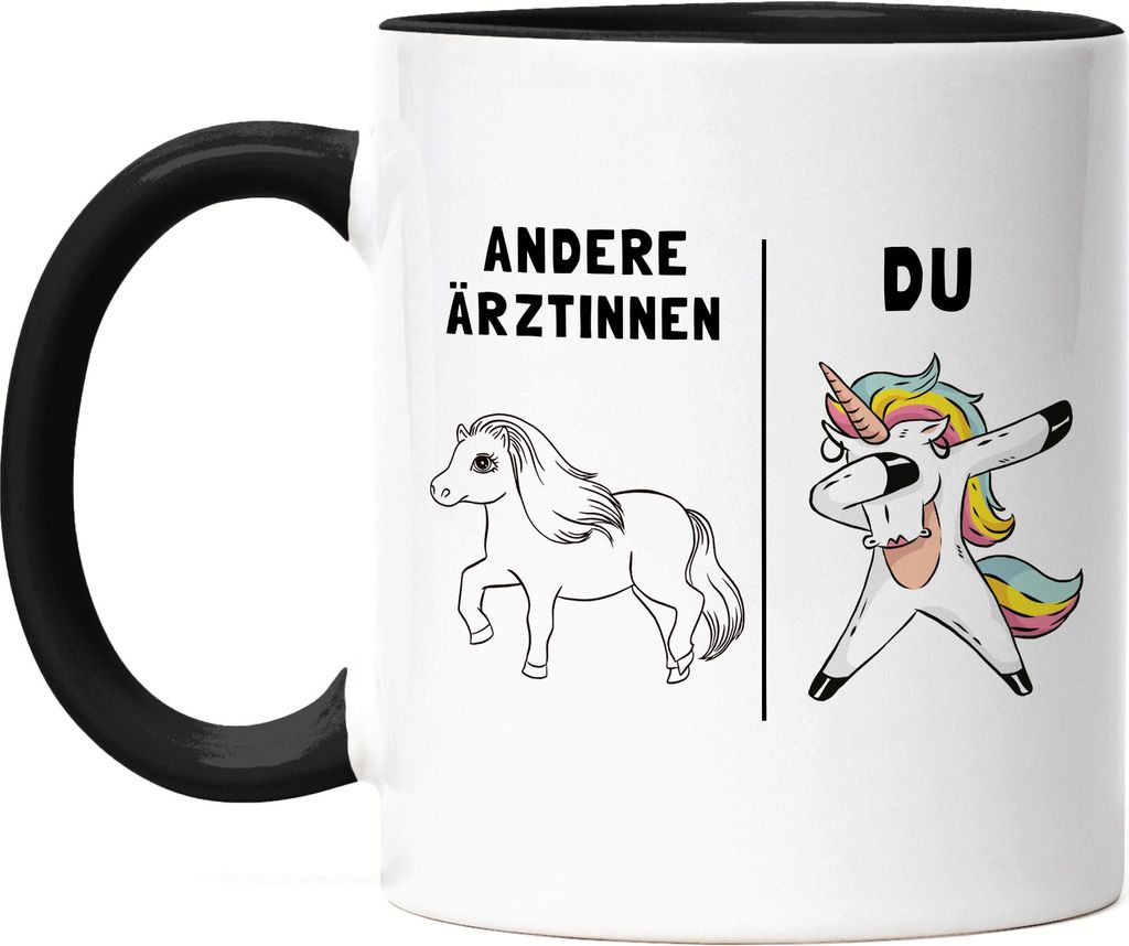 Andere Ärztinnen Du Tasse Schwarz Lustig Ärztin Doktor Dr Einhorn Spruch Kollegin Abschiedsgeschenk Rente Dankeschön