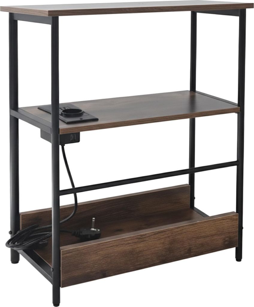 relaxdays Beistelltisch mit Steckdose & USB Ports