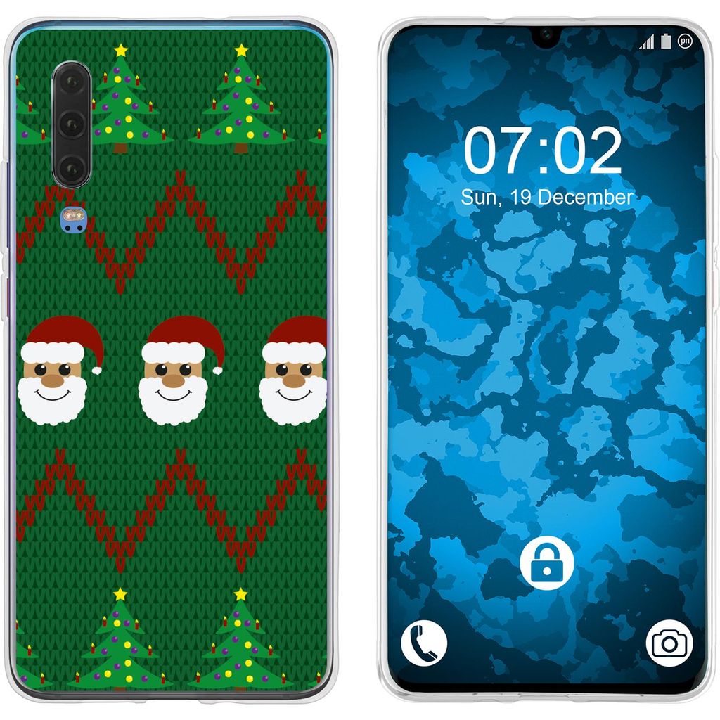 PhoneNatic Case kompatibel mit Huawei P30 Silikon-Hülle X Mas Weihnachten X-Mas Sweater M7