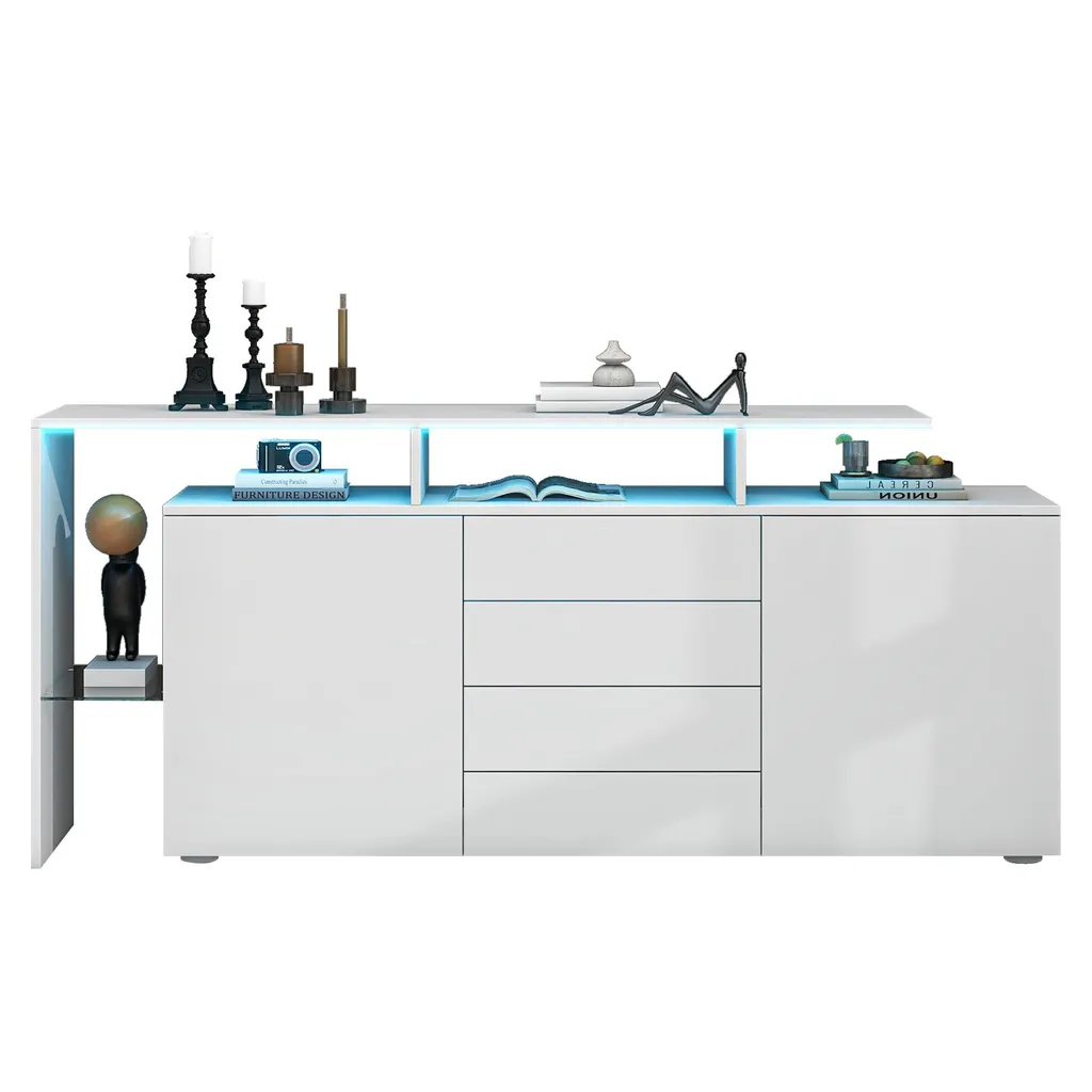 Commode de rangement lumineuse LED blanche, solution gain de place chic