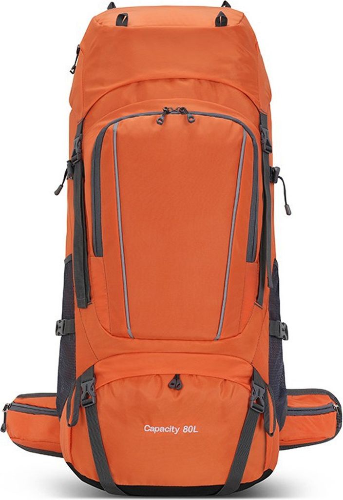 80L Outdoor-Rucksack Camping Klettern Tasche Oxford Tuch Bergsteigen Rucksack große Kapazität Wandern Rucksack Orange