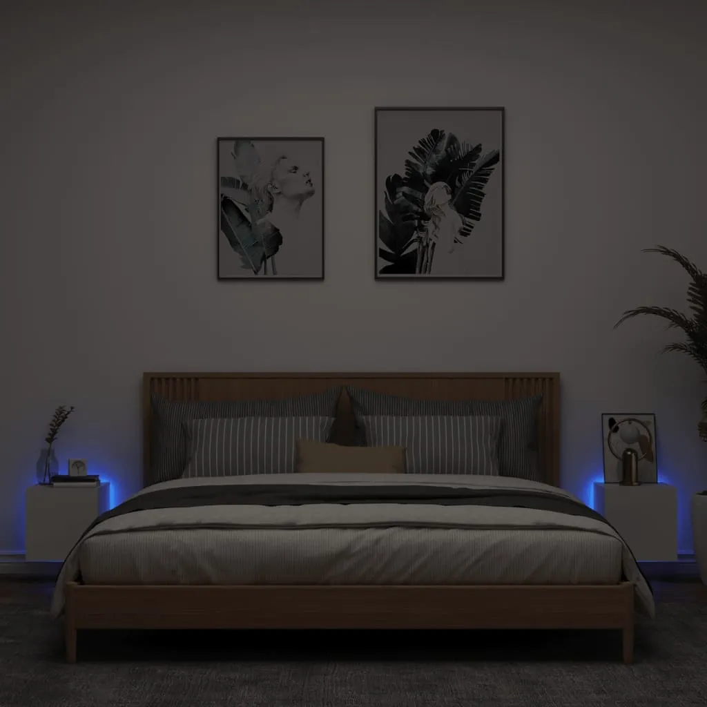 Set 2 Mobili TV a Parete Bianco con LED - Arredo Soggiorno Minimal