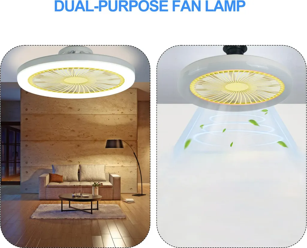 Lampe ventilateur plafond E27 multi-usage avec 3 modes de ventilation - 4