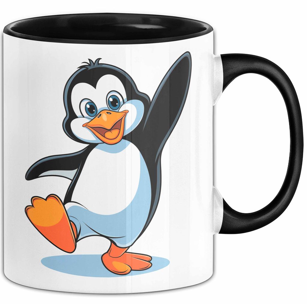 Pinguin Tier Tasse Geschenk Lustige Geschenkidee Spruch (Schwarz)