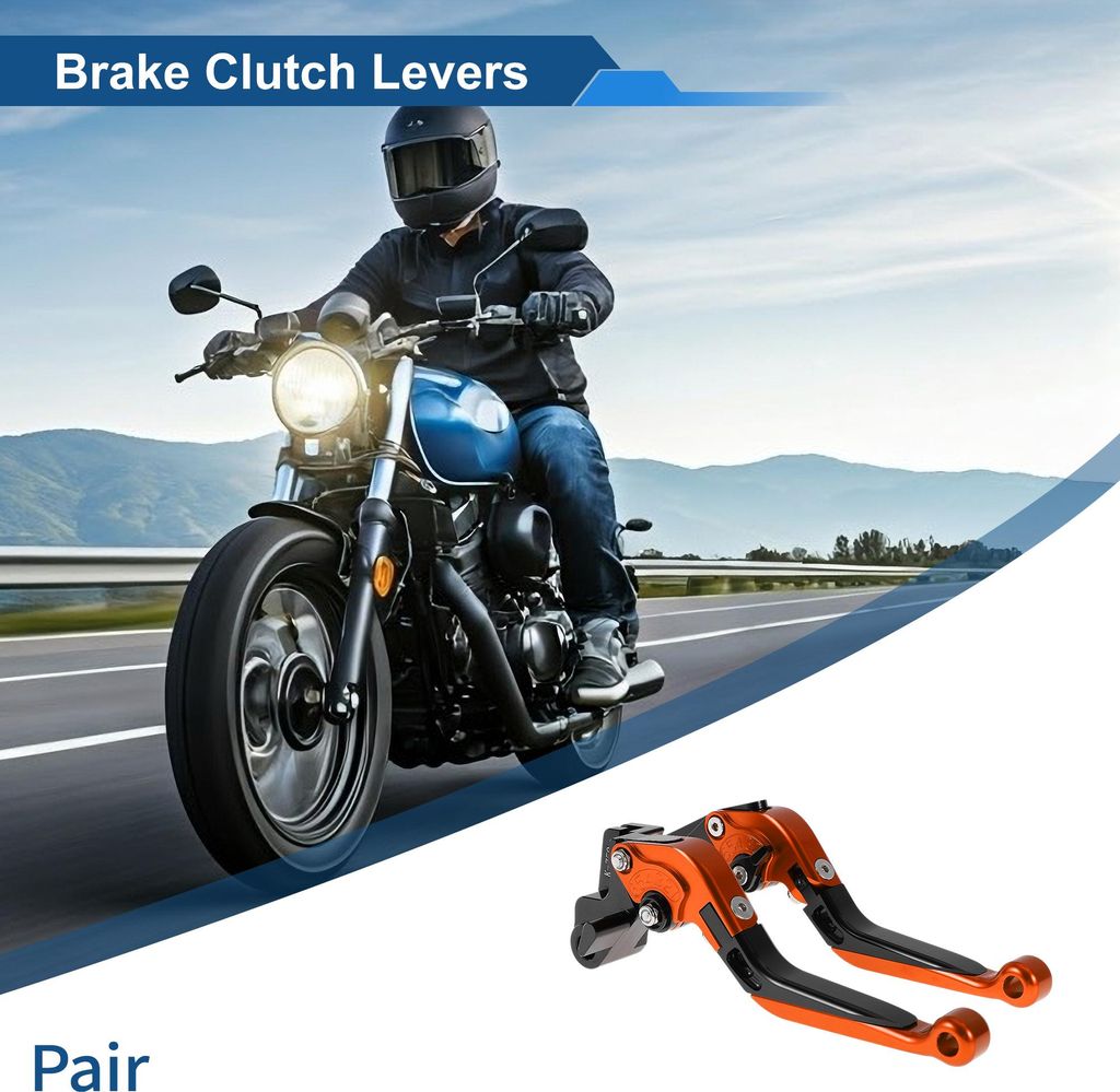 Kurze Lange Brems- Und Kupplungshebel Für Kawasaki ER-5 2004-2005 Verstellbare Motorrad Lenker Bremshebel Aluminiumlegierung Orangener Kopf Schwar...