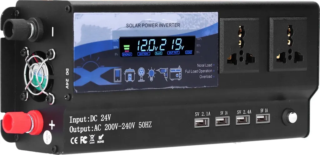 Transformateur 12V 220V 6000W Inverter Voiture avec Éclairage LED Design