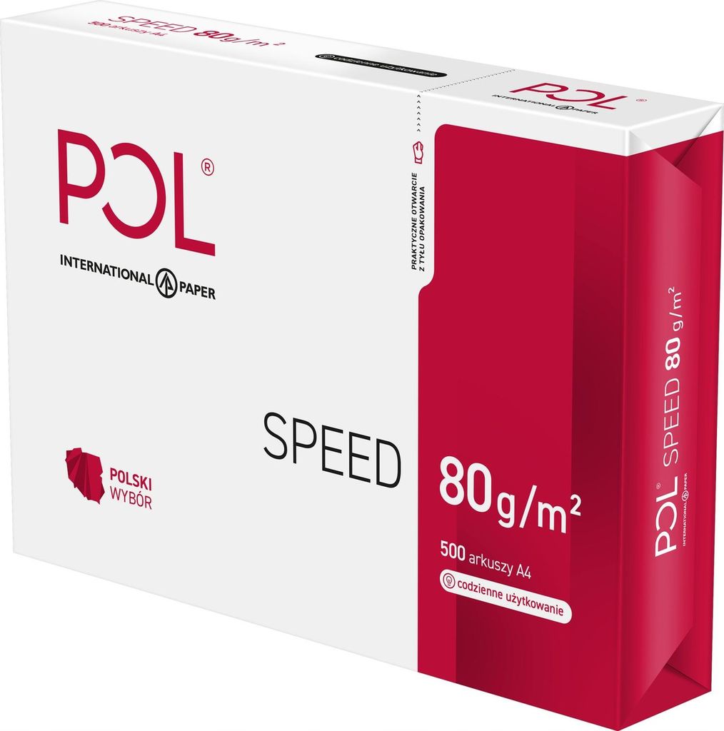 A box of POL SPEED 80g/m² paper.