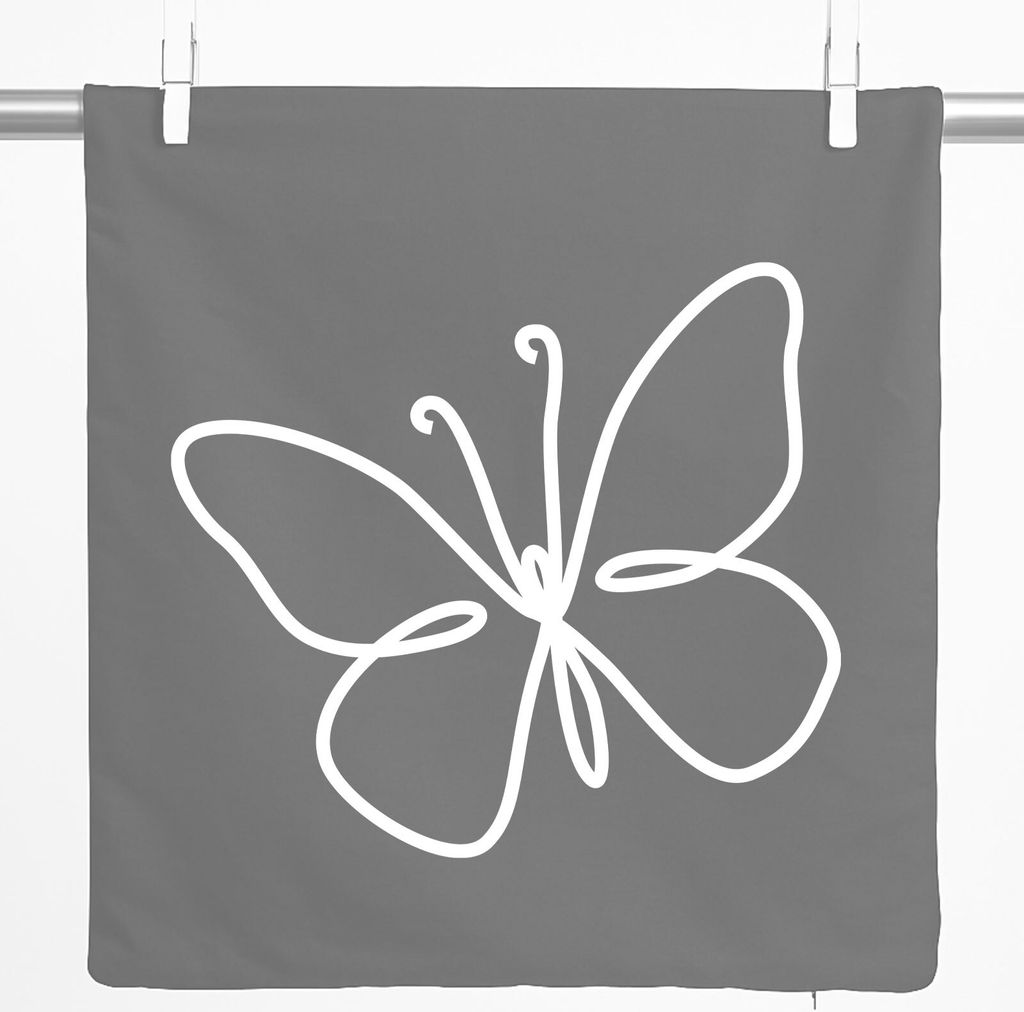 Huuraa Kissenbezug Schmetterling Silhouette 40x40cm Steel Grey Baumwolle Dekokissenbezug Geschenkidee