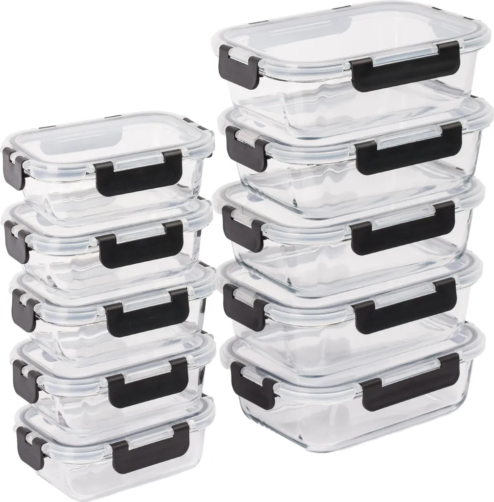 Set Relaxdays 10 Contenitori Vetro: Freschezza Sicura per la Famiglia