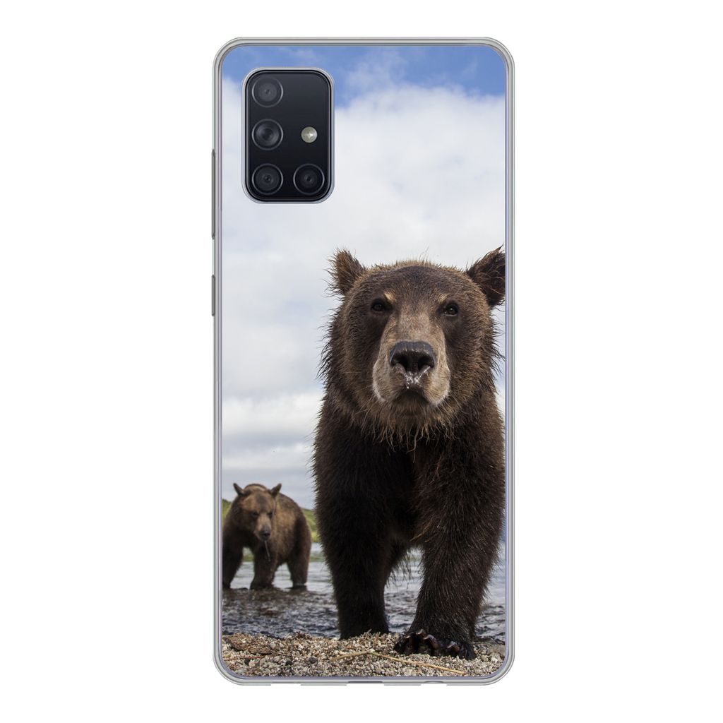 MuchoWow Handyhülle Schutzhülle Hülle für Samsung Galaxy A51 5G Bär - Küste - Wasser Silikon Softcase Handy Hülle - Abbildung