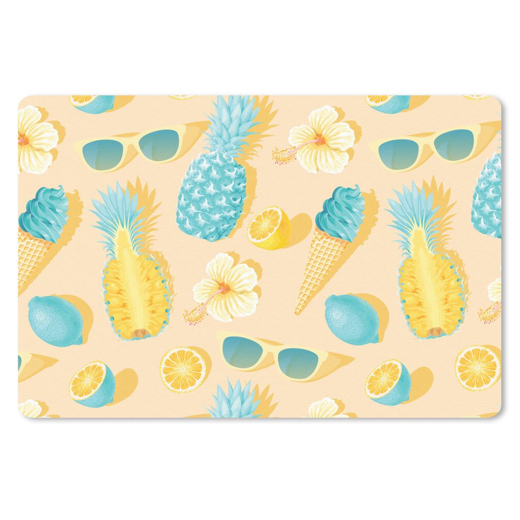 MuchoWow Schreibtischunterlage Sommer - Muster - Gelb 60x40 cm - XXL Mauspad - Großes Mauspad