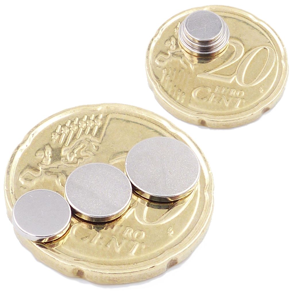 Brudazon | 45 Scheibenmagnete Set 7x1, 8x1, 9x1 mm | N52 Klasse Neodym Magnet