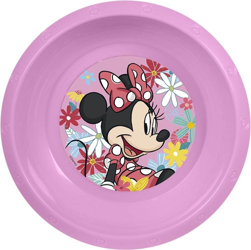 Tataway Disney Pink Schüssel für Kinder aus Kunststoff Minnie, stoßfest und wiederverwendbar