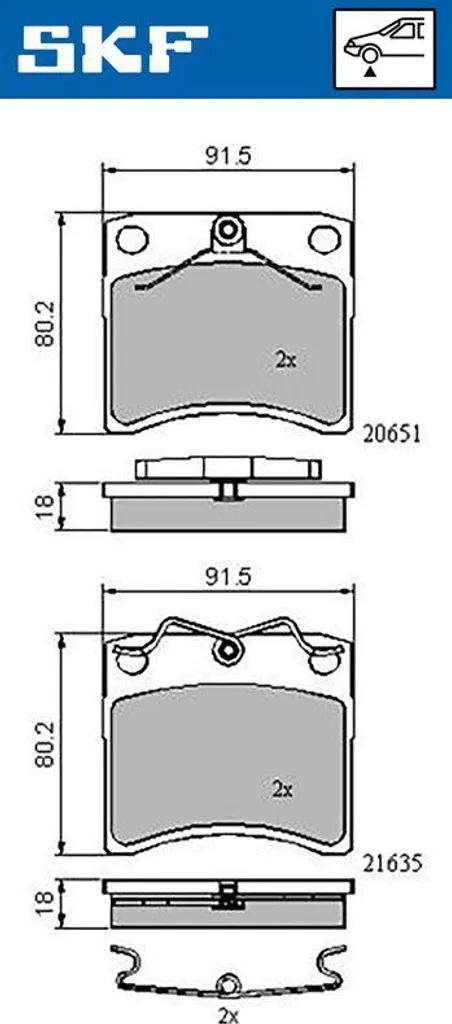 Kit Freinage Transporter IV : Plaquettes SKF VKBP 80536 Qualité Origine