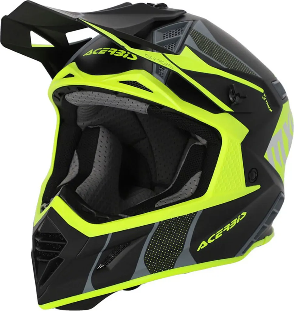 Casque de Cross Acerbis X-Track Homologué 22.06 Noir et Jaune Fluo XS