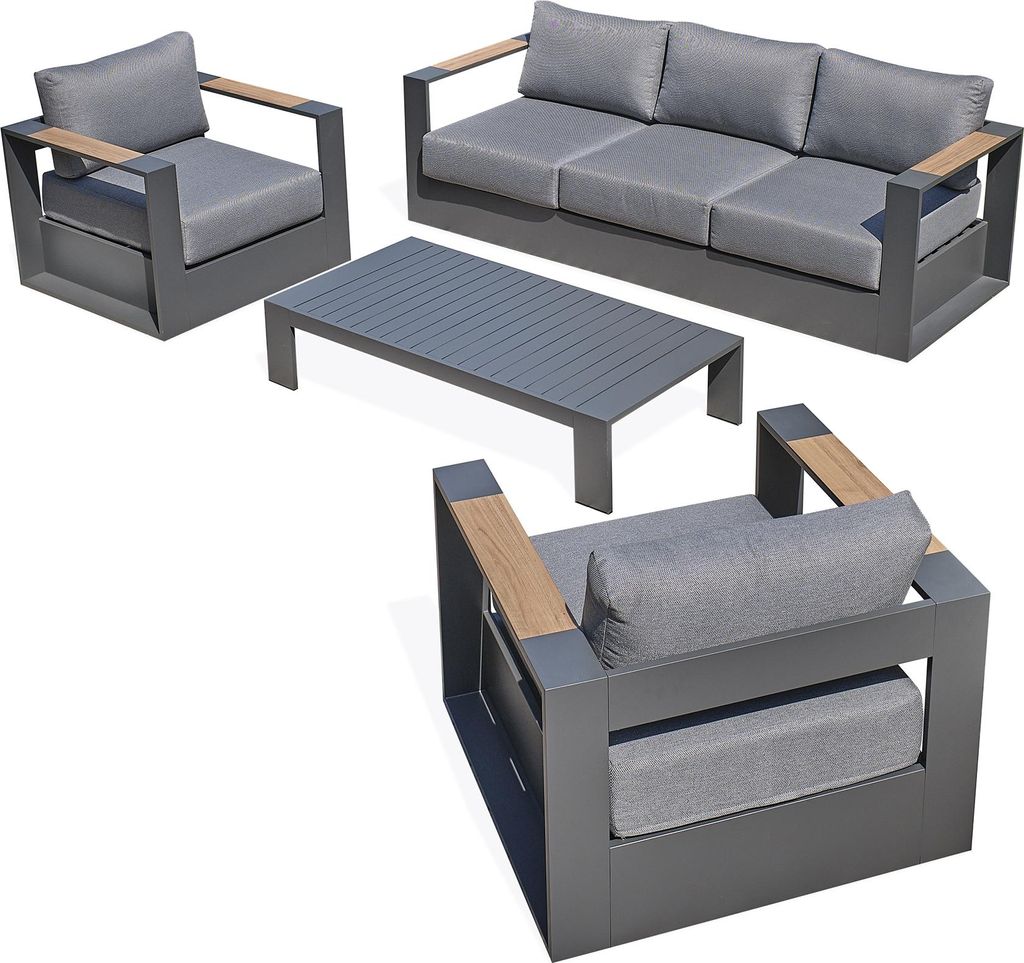 5-Sitzer-Gartenmöbel ausfarbenem Aluminium HPL-Armlehnen Produktbild 