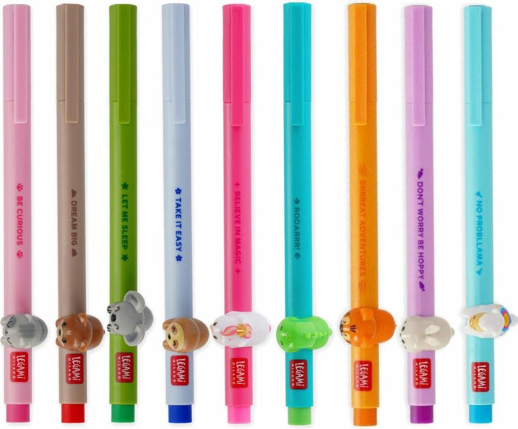 Legami Gel Pen Lovely Friends Set, 9-tlg., mit Tierdeko, Produktbild 