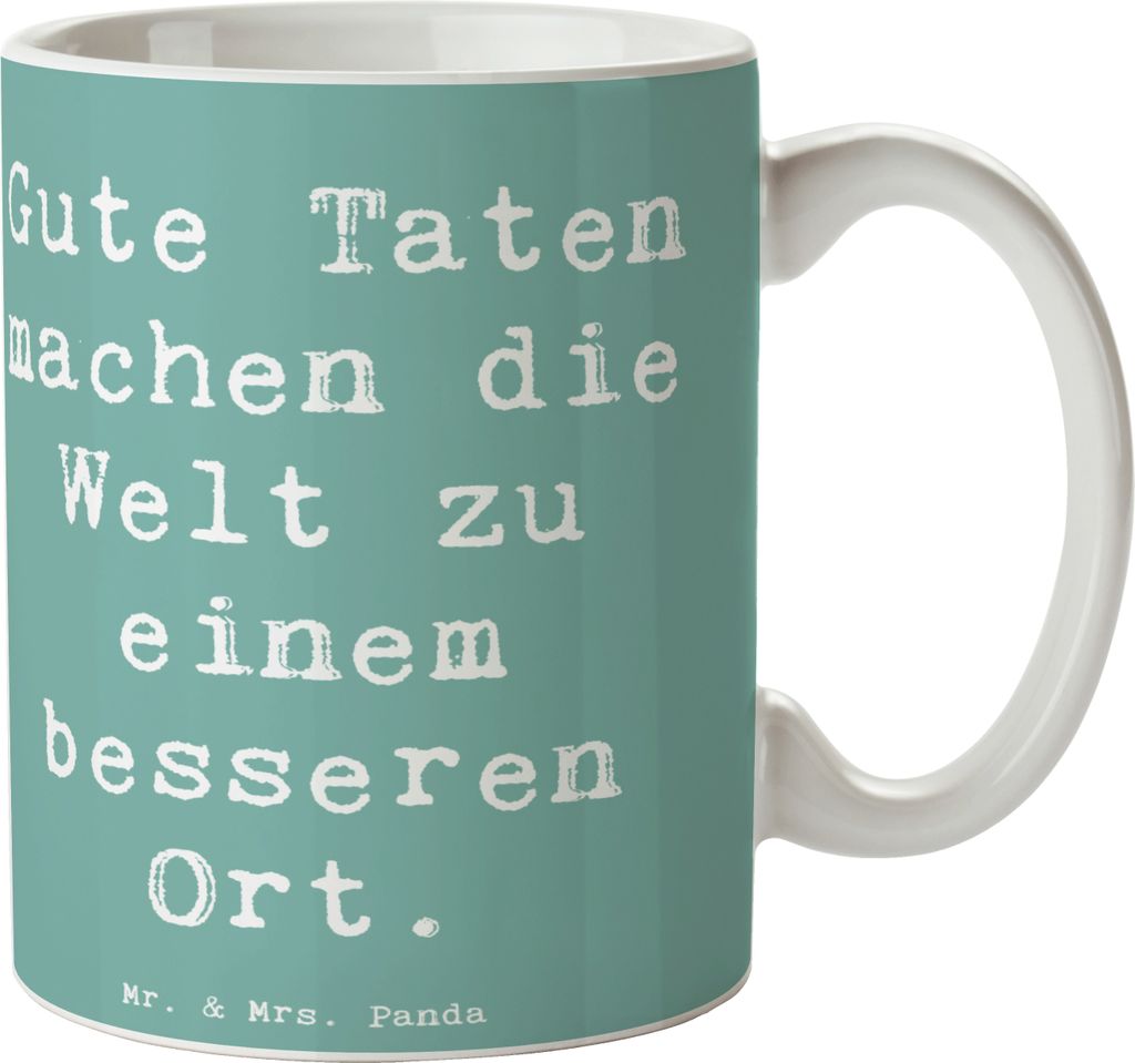 Mr. & Mrs. Panda Kaffeebecher Spruch Freundlichkeiten verbreiten - Meeresbrise - Geschenk, Zuversicht, helfende Hand, Freude, Tasse, Vertrauem, Tro...