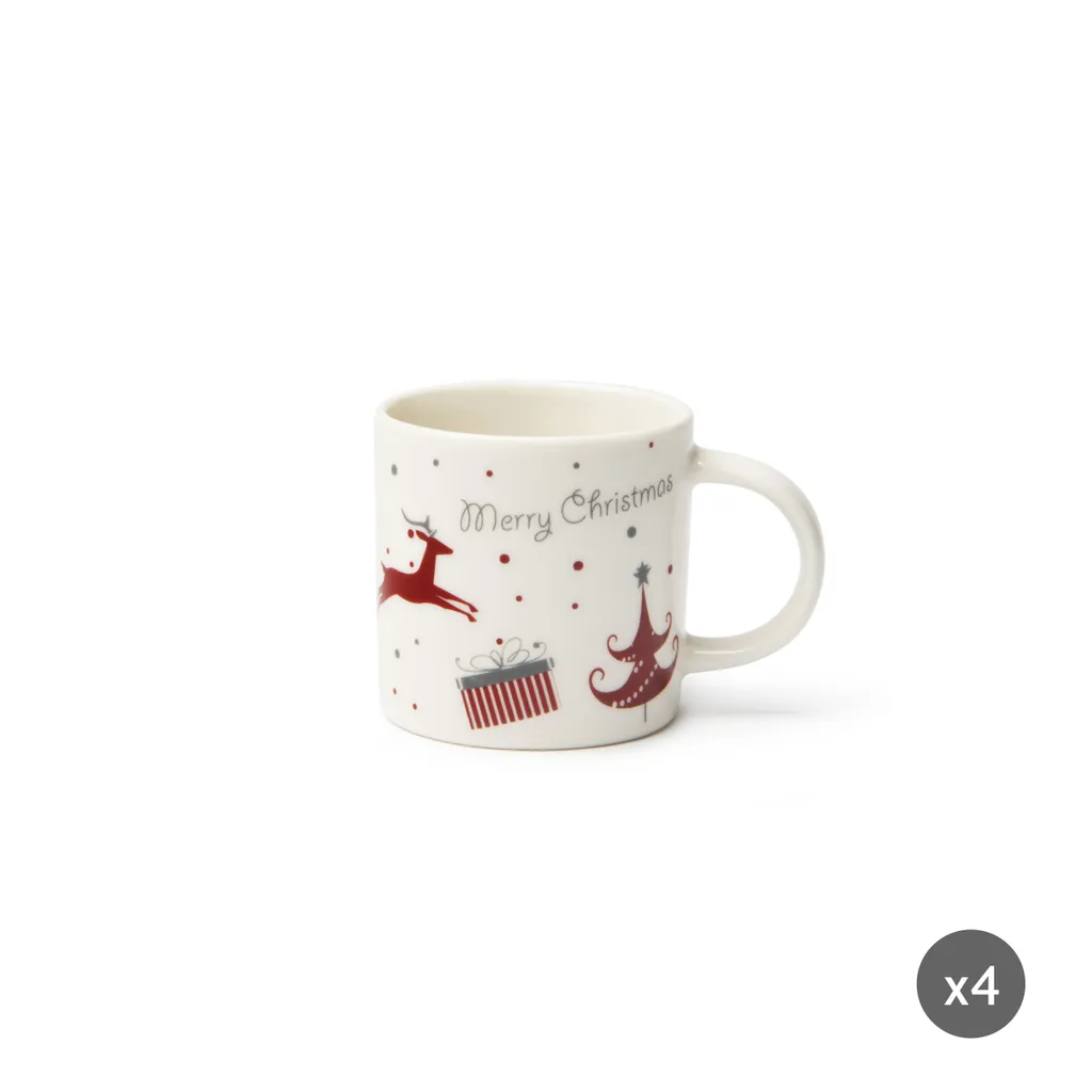 Excelsa Set di 6 tazze da espresso Merry Christmas in porcellana 10 Cl colorate