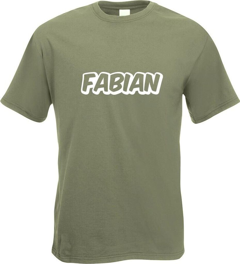 Kiwistar - T-Shirt - Olive - Fabian Vorname Jungen Motiv Bedruckt Funshirt Design Print - mit Motiv Bedruckt - Funshirt Design - Sport - Freizeit -...