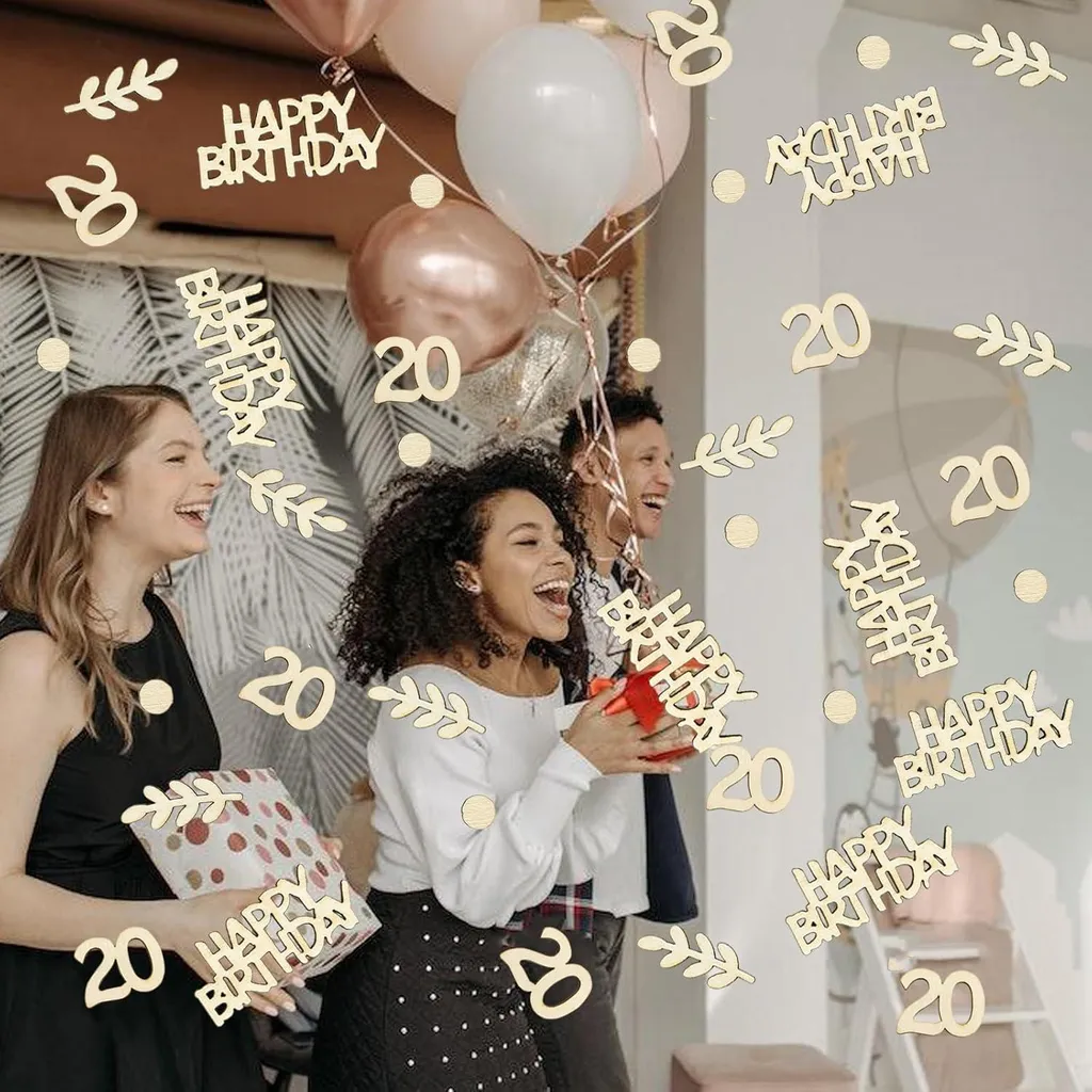 Confetti en Bois Anniversaire 100pcs - Déco de Table Durable et Réutilisable - 5