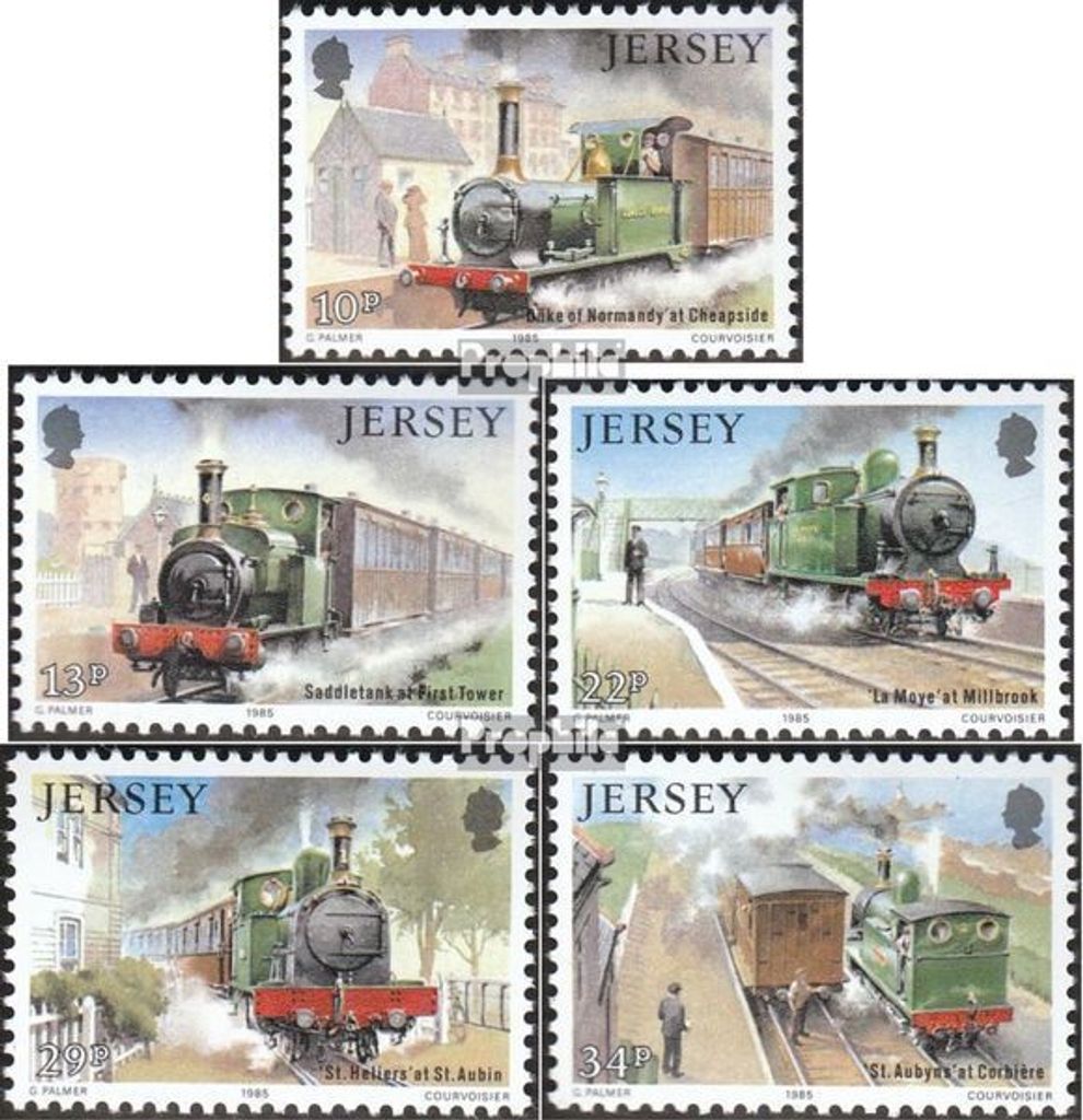 Briefmarken GB - Jersey 1985 Mi 355-359 (kompl.Ausg.) postfrisch Eisenbahnen