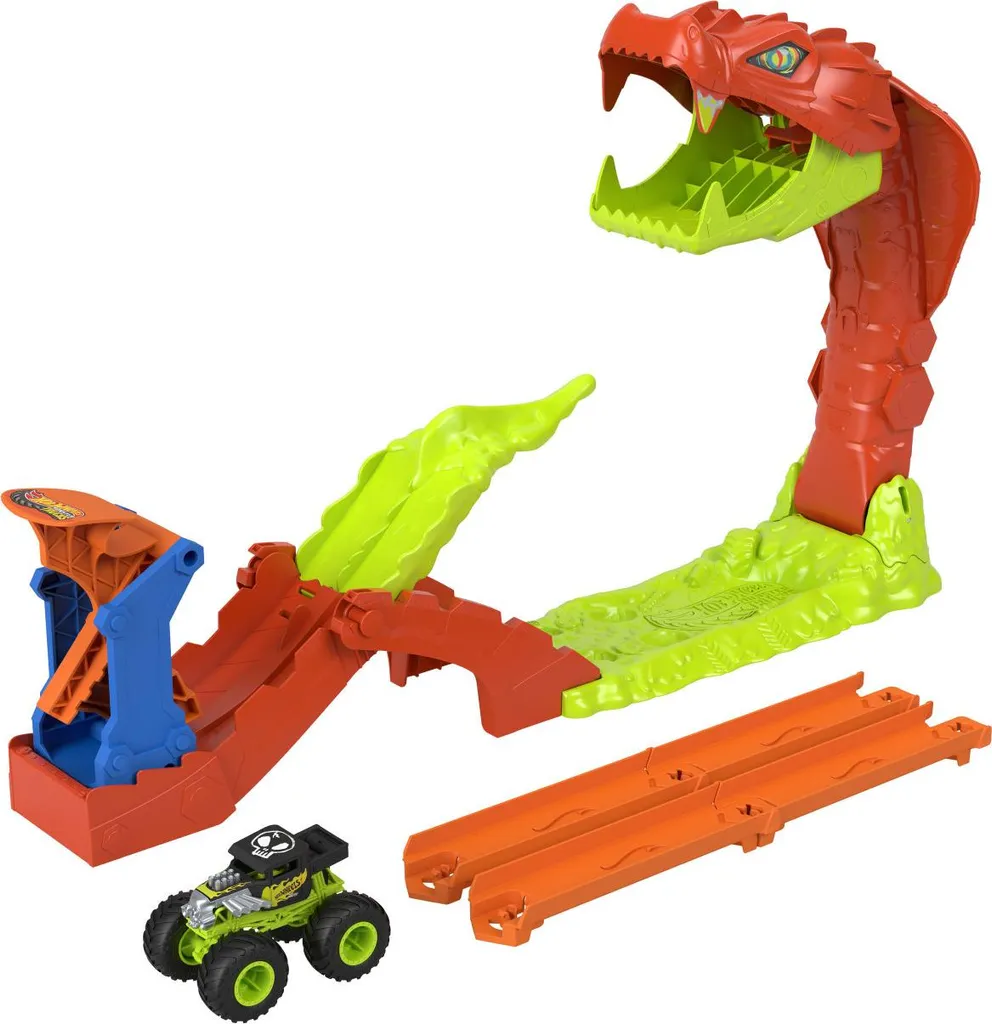 Hot Wheels Monster Trucks Chasse au Serpent Géant Mattel avec Loopings