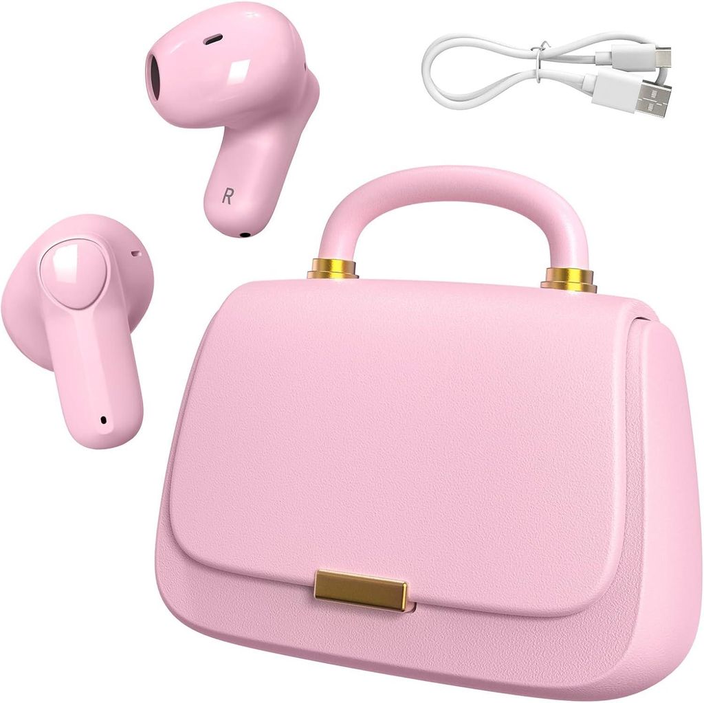 Bluetooth 5.3 In-Ear-Kopfhörer, 13-mm-Treiber liefern Premium-Sound, 22 Stunden Spielzeit, mit einzigartigem Mini-Handtaschen perfekt für Frauen