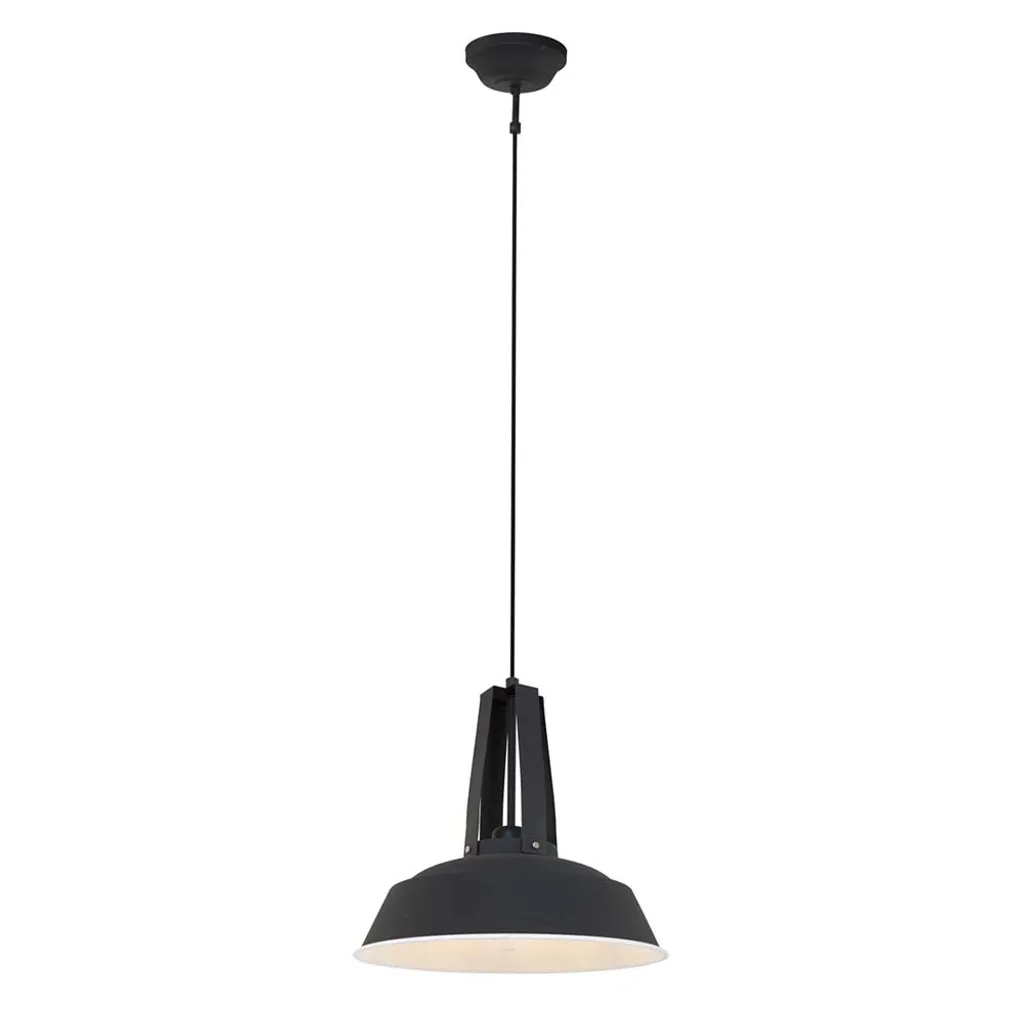 Suspension Eden 1-lumière en Métal Noir Mat et Blanc 42cm Haute Finition