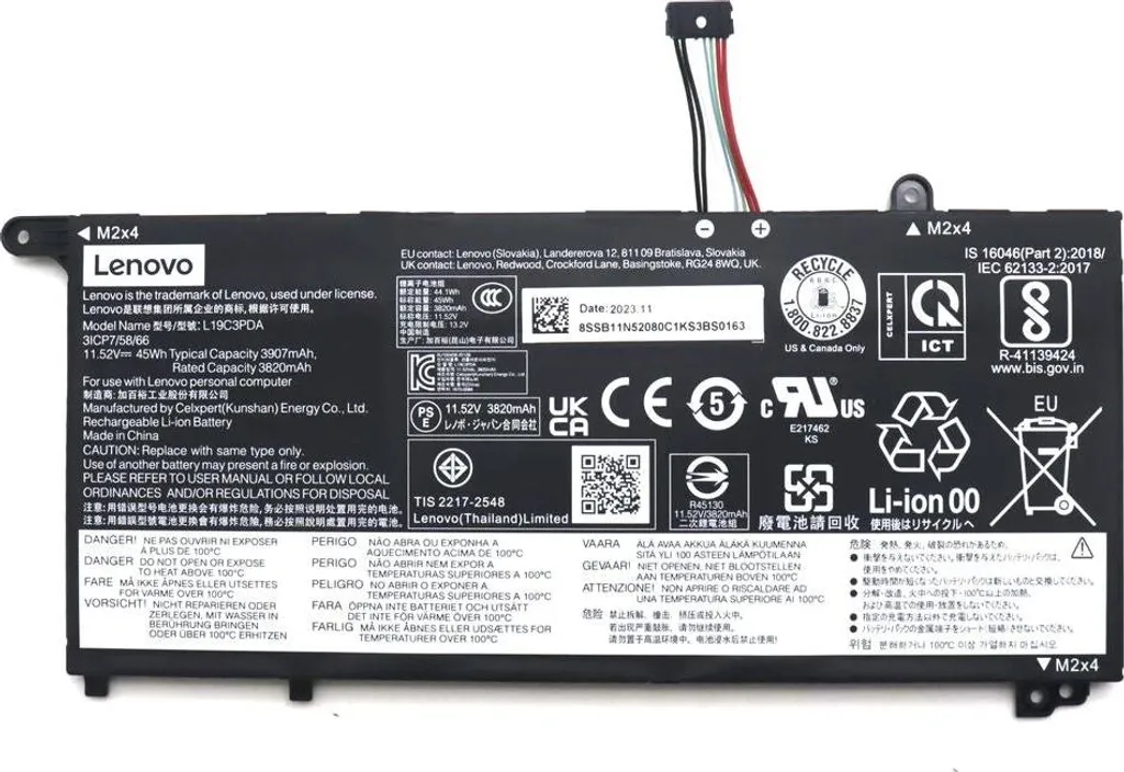 Batterie Lenovo L19C3PDA d'origine 3 cellules 45Wh 11.52V CP/B fiable