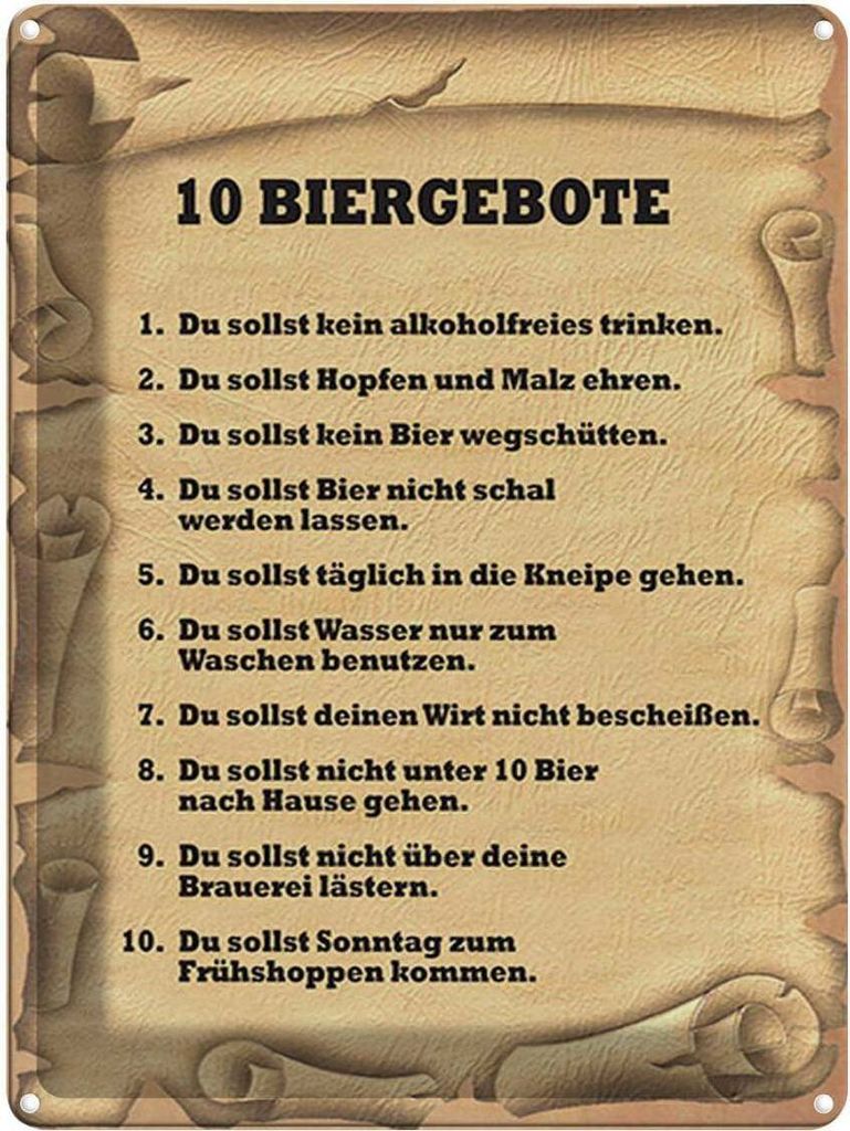 vianmo Blechschild 40x30 cm 10 Biergebote du sollst kein Spruch Zitat