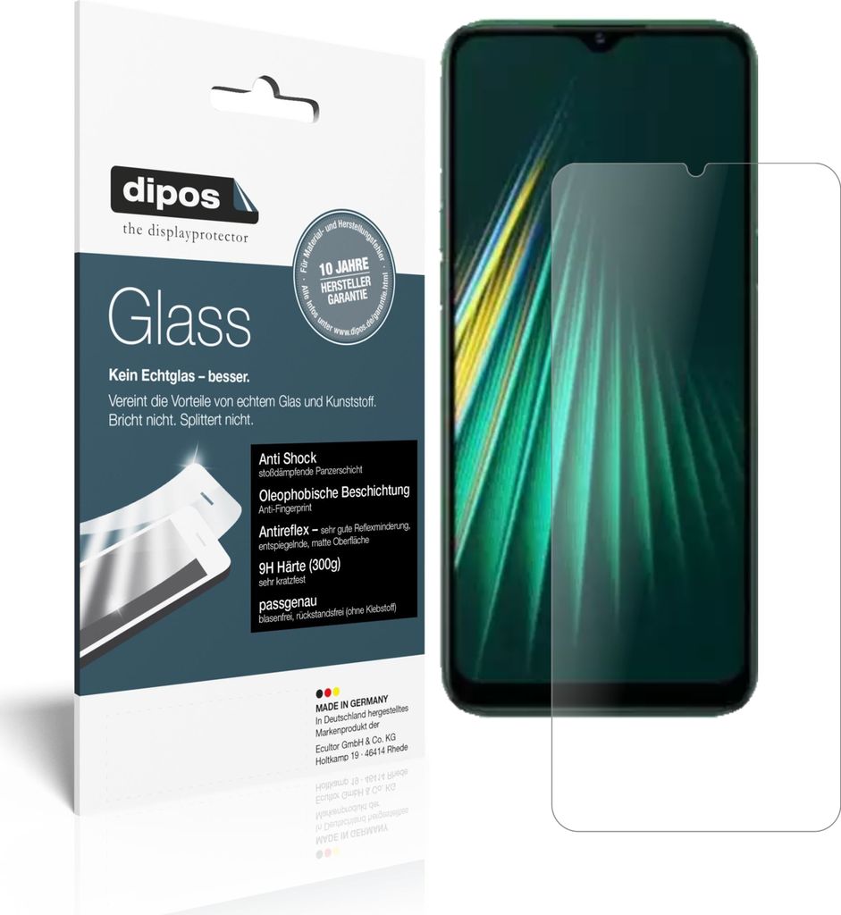 1x Schutzfolie für Oppo Realme Narzo 10A matt - Anti-Shock 9H Folie dipos Glass Kunststoffglas