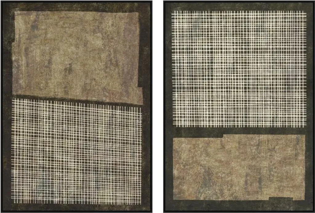 Tableau Home ESPRIT Marron Noir Moderne Urbain 100x140 cm - Lot de 2