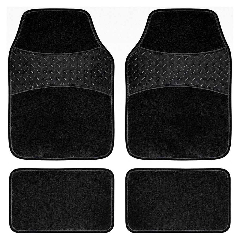 Universelle Fußmatten, schwarz, für vorne und hinten, rutschfest, leicht zu reinigen, 4-teiliges Set