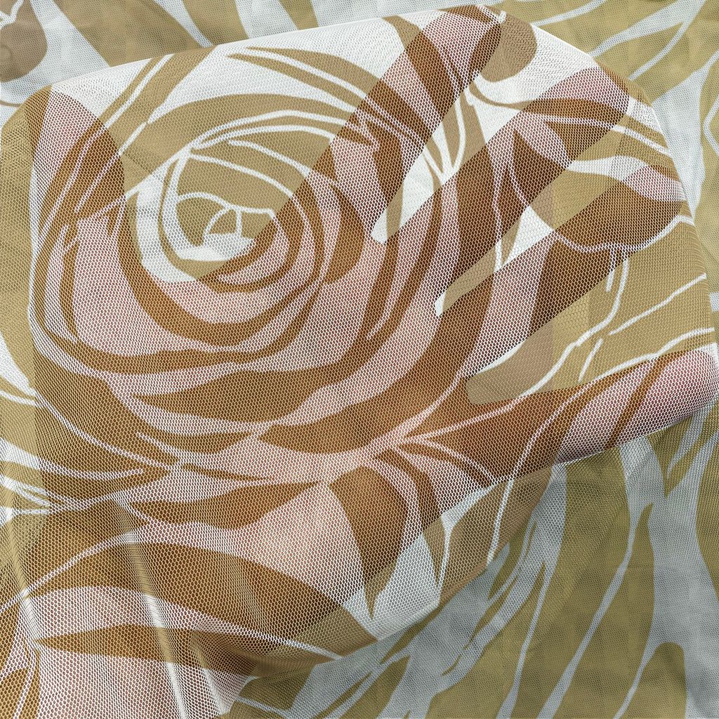 ABAKUHAUS Blumen Wandteppich, Dreamy Rosen-Muster in Gelb goldenen Tönen Moderne Kunst, Wohnzimmer Schlafzimmer seidiges Satin Wandtuch, 274 cm x...