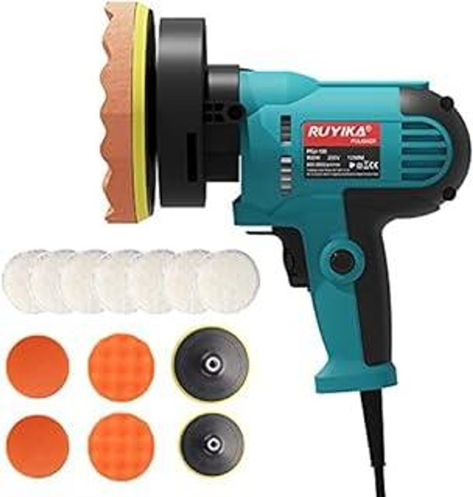 Poliermaschine, RUYIKA 800W Polierer, 6 Variable Geschwindigkeit, Zum Polieren von Auto, Möbeln, 12 Zubehör