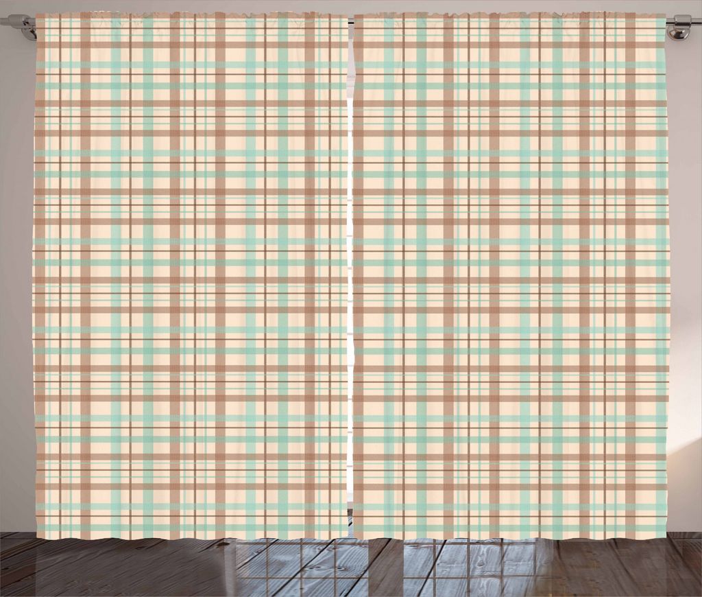 ABAKUHAUS Plaid Rustikaler Vorhang, Schottischer Landhausstil, Wohnzimmer Universalband Gardinen mit Schlaufen und Haken, 280 x 225 cm, Mintgrün B...