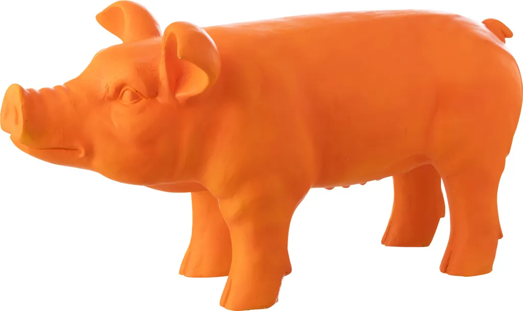 Statue de Jardin Incassable Cochon Orange J-Line Mgo pour Décor Durable