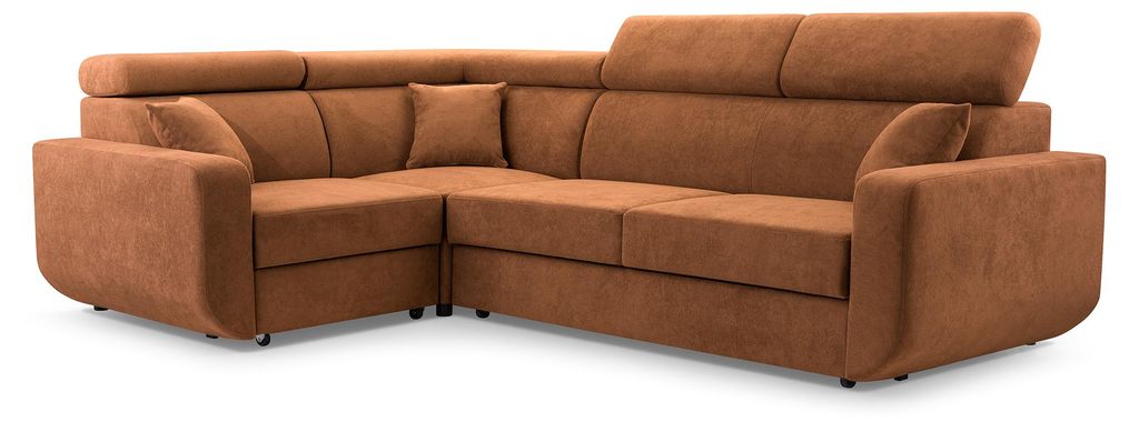 Masseno Ecksofa RENO mit Schlaffunktion L-Form, Sofa mit Bettkasten, Wohnzimmersofa, Couch, Soffa, Bettsofa, Couchgarnitur- Orange, VELO 627